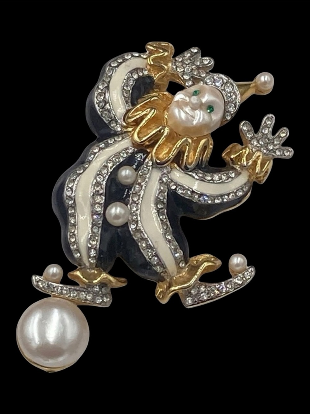 Vintage KJL Iconic Clown Balancing on Ball Brooch